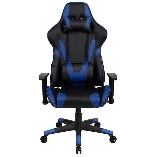 X20 Gaming Chair Racing Office Ergonomic Computer PC Adjustable Swivel Chair with Reclining Back in Blue Leather Soft freeshipping - Barnhill Desk