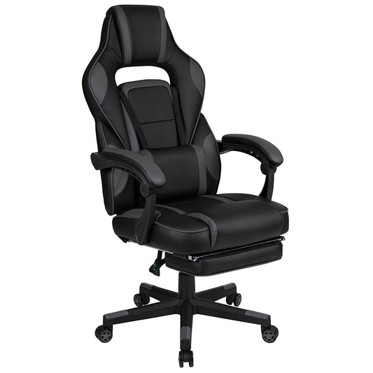 X40 Gaming Chair Racing Ergonomic Computer Chair with Fully Reclining Back/Arms, Slide-Out Footrest, Massaging Lumbar - Black/Gray freeshipping - Barnhill Desk