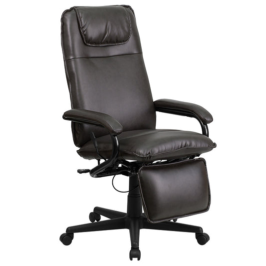 High Back Brown LeatherSoft Executive Reclining Ergonomic Swivel Office Chair with Arms freeshipping - Barnhill Desk