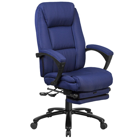 High Back Navy Fabric Executive Reclining Ergonomic Swivel Office Chair with Comfort Coil Seat Springs and Arms freeshipping - Barnhill Desk