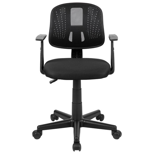 Mid-Back Black Mesh Swivel Task Office Chair with Pivot Back and Arms, BIFMA Certified freeshipping - Barnhill Desk