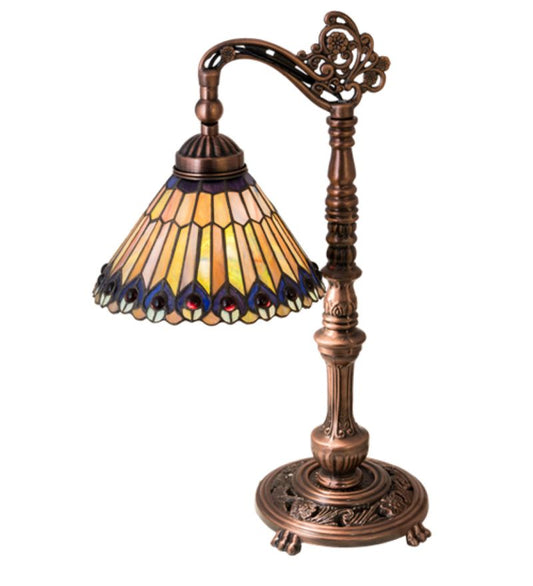 19"H Tiffany Jeweled Peacock Bridge Arm Desk Lamp freeshipping - Barnhill Desk