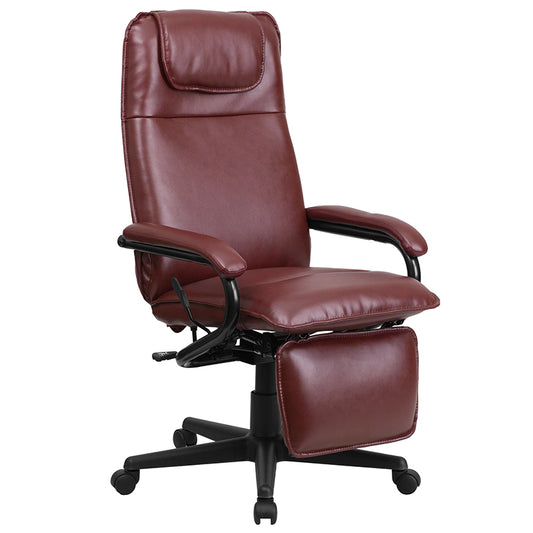 High Back Burgundy LeatherSoft Executive Reclining Ergonomic Swivel Office Chair with Arms freeshipping - Barnhill Desk