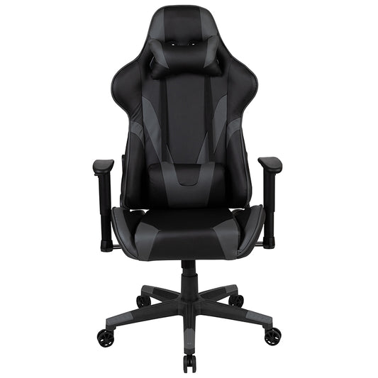 X20 Gaming Chair Racing Office Ergonomic Computer PC Adjustable Swivel Chair with Reclining Back in Gray LeatherSoft freeshipping - Barnhill Desk