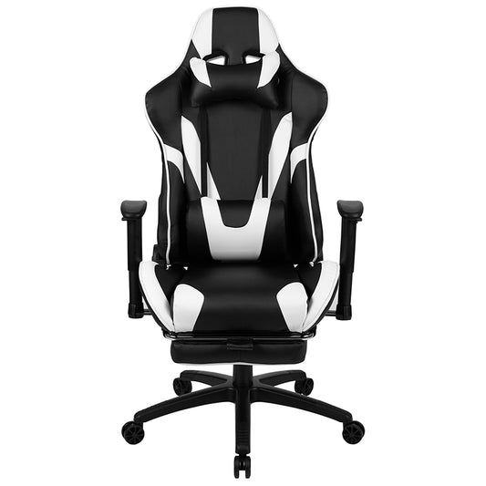 X30 Gaming Chair Racing Office Ergonomic Computer Chair with Fully Reclining Back and Slide-Out Footrest in Black LeatherSoft freeshipping - Barnhill Desk