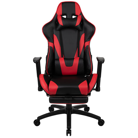 X30 Gaming Chair Racing Office Ergonomic Computer Chair with Fully Reclining Back and Slide-Out Footrest in Red Leather Soft freeshipping - Barnhill Desk