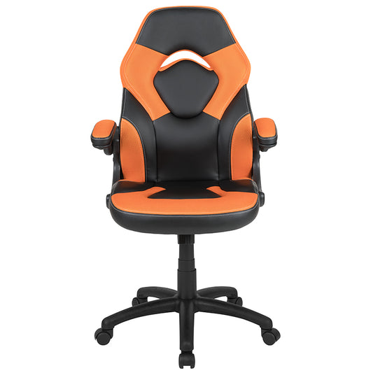 X10 Gaming Chair Racing Office Ergonomic Computer PC Adjustable Swivel Chair with Flip-up Arms, Orange/Black Leather Soft freeshipping - Barnhill Desk