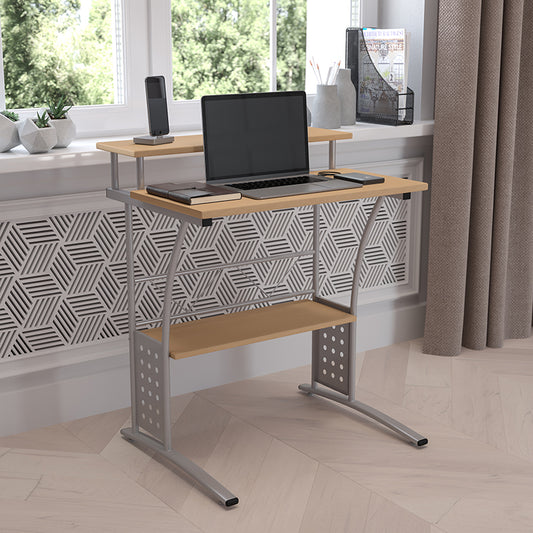 Clifton Computer Desk with Top and Lower Storage Shelves freeshipping - Barnhill Desk