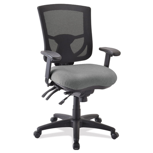 Mesh Mid Back Chair with Antimicrobial Upholstered Seat and Adjustable Arms freeshipping - Barnhill Desk