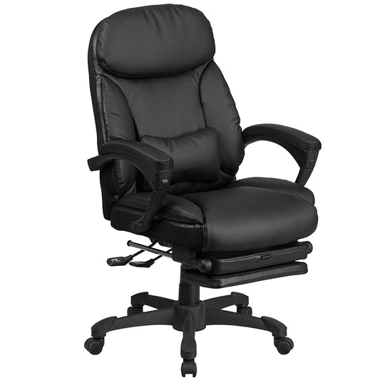 High Back Black LeatherSoft Executive Reclining Ergonomic Swivel Office Chair with Comfort Coil Seat Springs and Arms freeshipping - Barnhill Desk