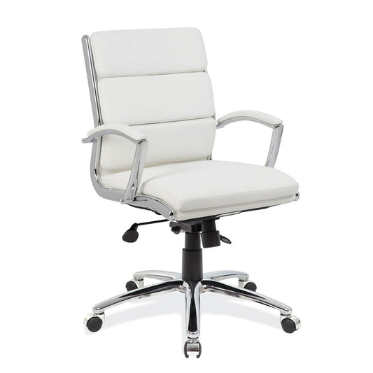 Executive Mid Back Chair w/Chrome Base, Caster Accents and Screw Cap Covers freeshipping - Barnhill Desk