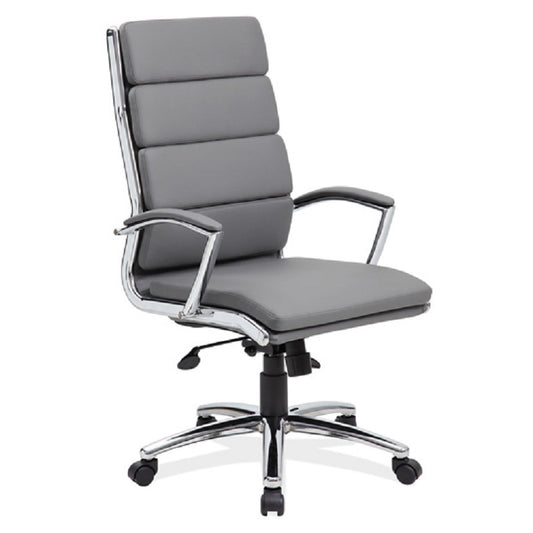 Executive High-Back Chair w/CHRM Base, Caster Accents & Screw Cap Covers freeshipping - Barnhill Desk