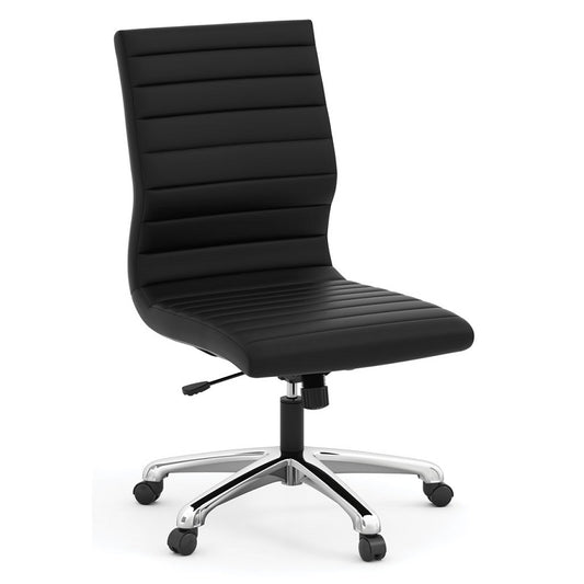 Armless Executive Mid Back Chair with Chrome Frame freeshipping - Barnhill Desk